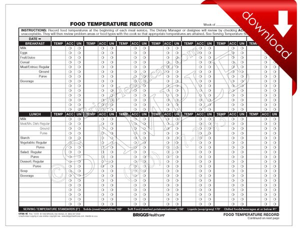 Food Temperature Record Digital Form